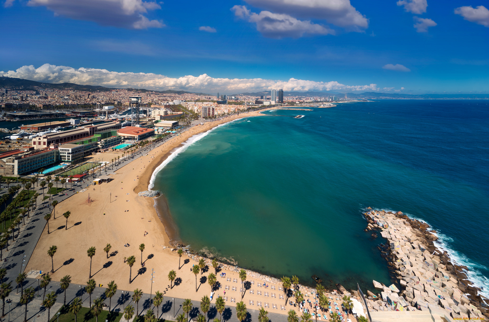 barcelona beach and barcelona city, ,  , , 